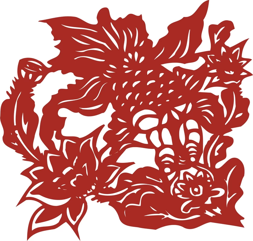 中国风中式传统喜庆民俗人物动物窗花剪纸插画边框AI矢量PNG素材【135】